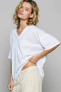 POL WHITE VNECK TEE