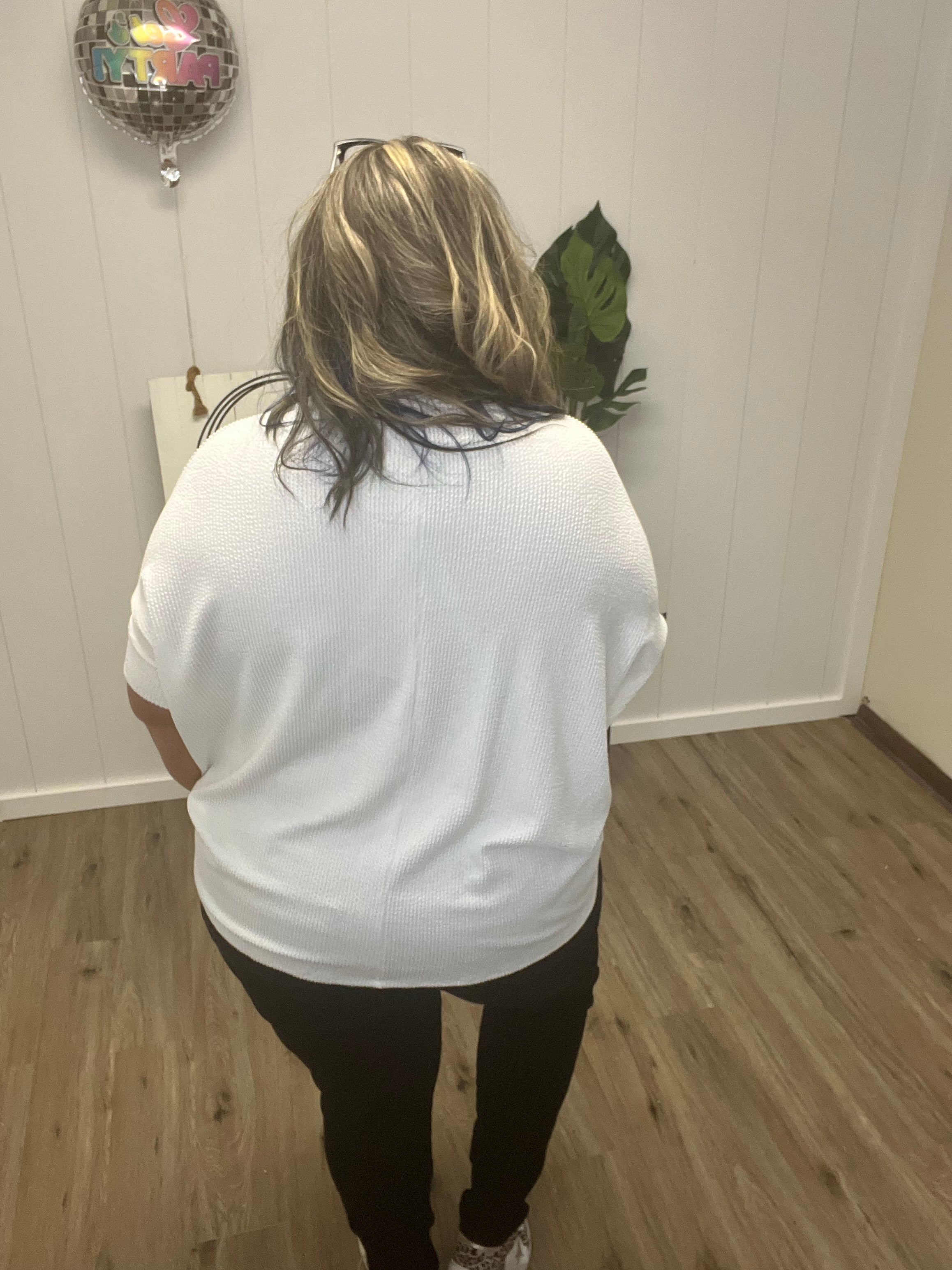 RIBBED SHORT SLEEVE DOLMAN