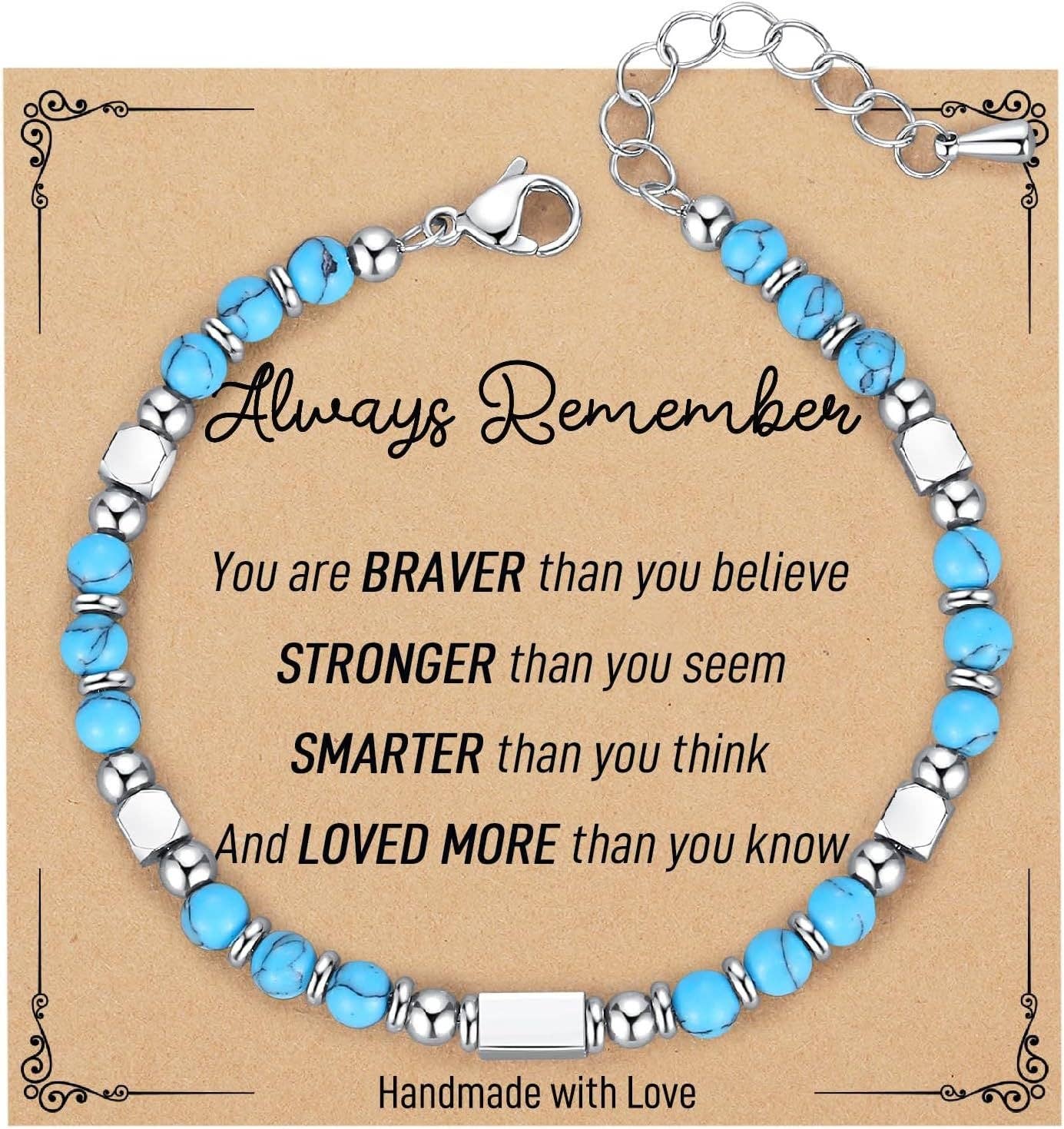 Mio Queena - 4mm Stone & Stainless Steel Bead Bracelet| Blessing Card -CS