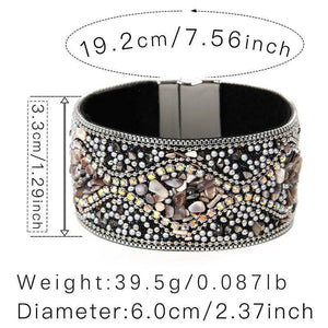 Boho Handmade Gravel Beads Magnetic Buckle Bangle