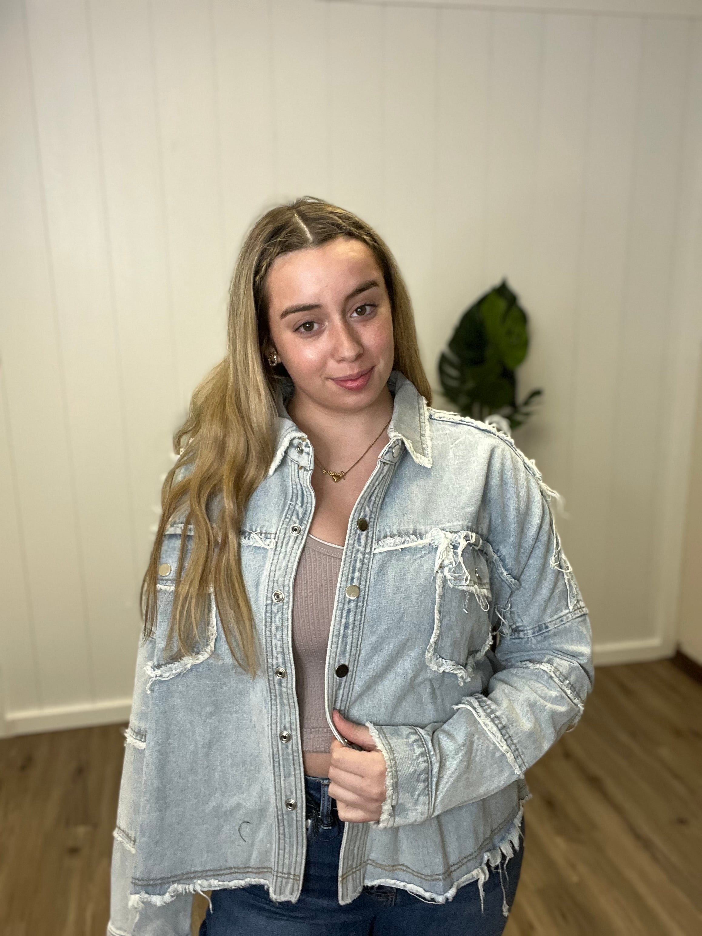 Denim Fringe Distressed Back Ride or Die Graffiti