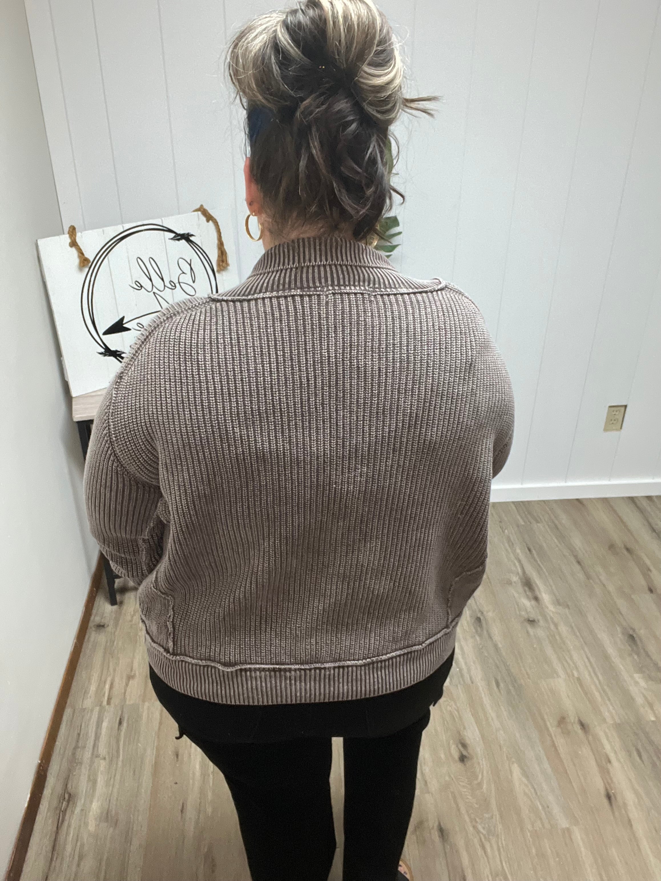 WASHED DROP SHOULDER CARDIGAN