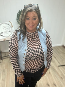CHECKER MESH LONG SLEEVE