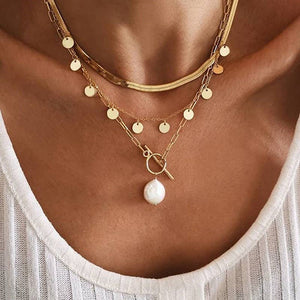 TITANIUM  STEEL NON-TARNISH MULTI LAYERED NECKLACE