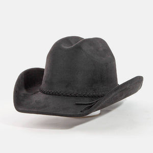 Western Braided Strap Faux Suede Cowboy Hat