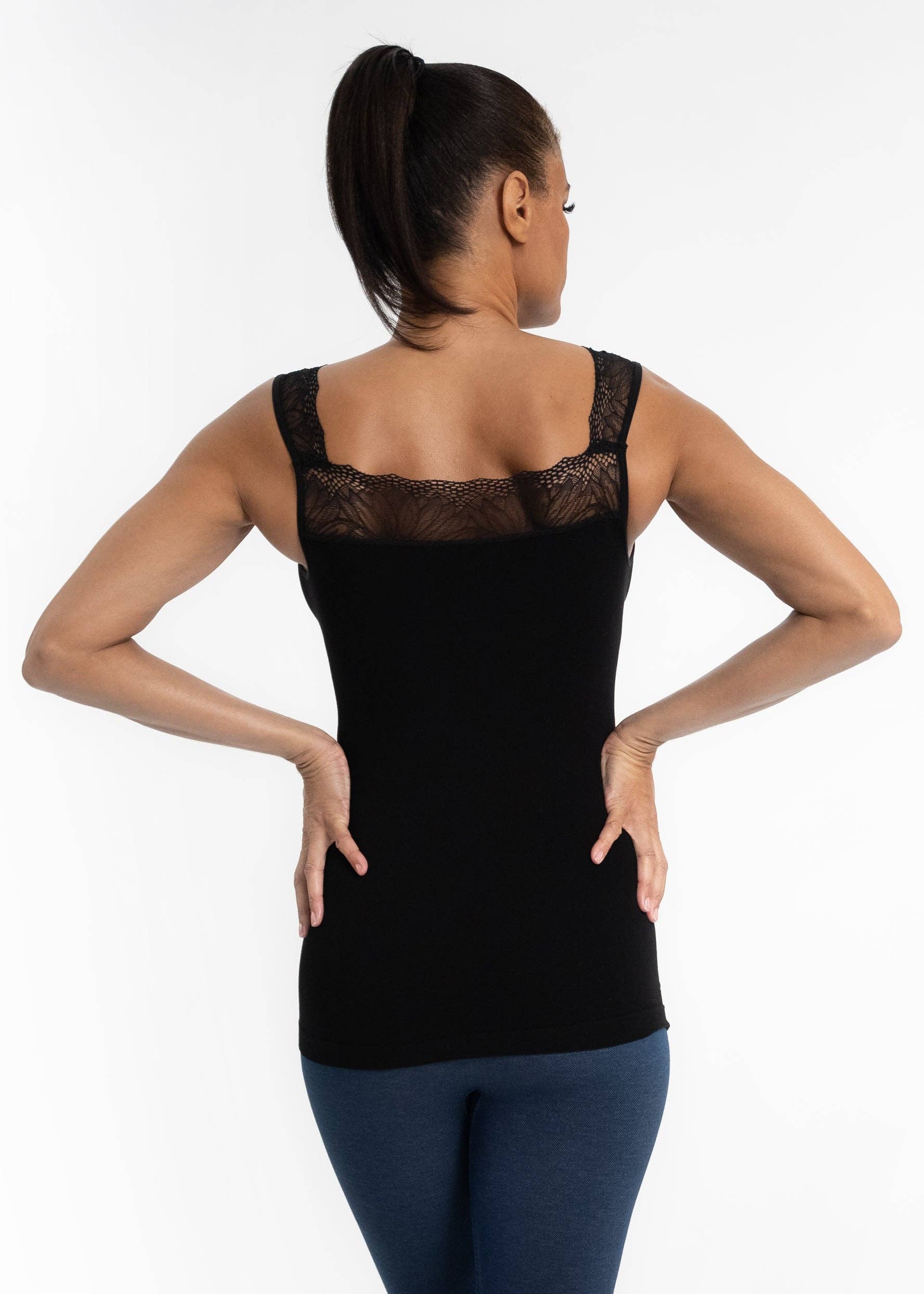 ELIETIAN Reversible Lace Inset Top: