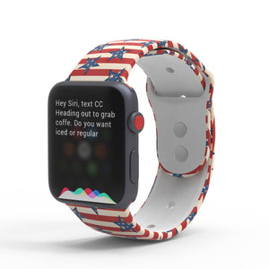 4th of July American Flag Apple Watch Silicone Band Striped
