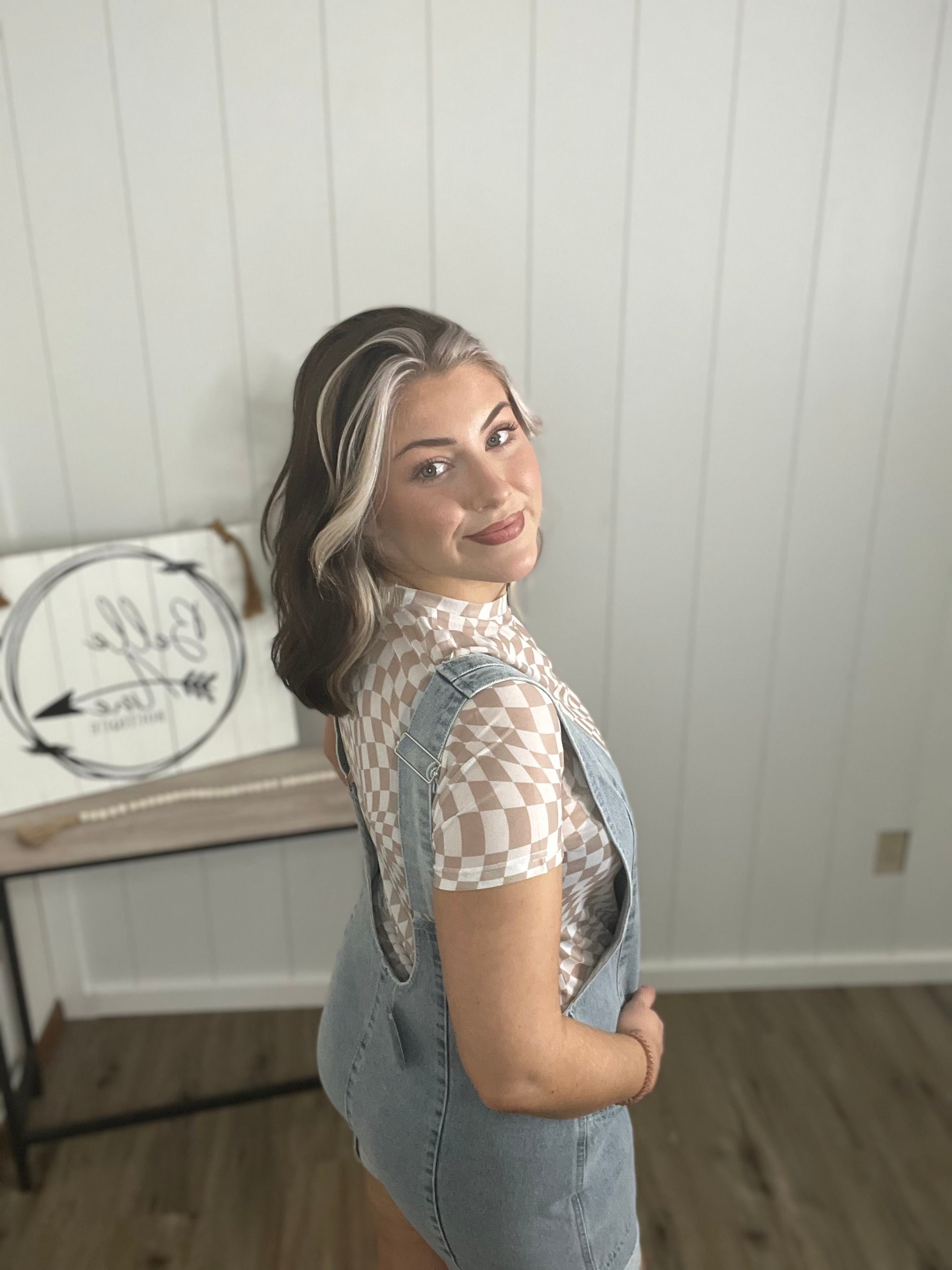 DENIM JUMPER WITH ADJUSTABLE STRAPS
