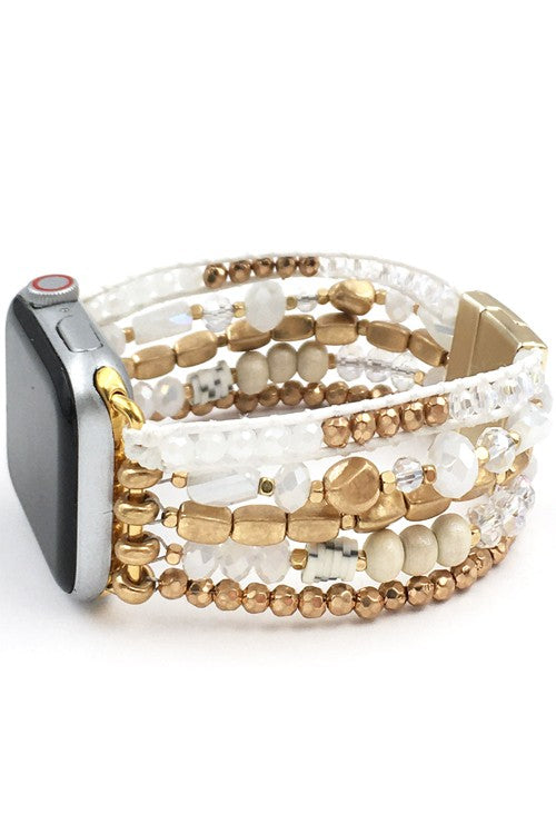 CRYSTAL BEAD GEMSTONE WAX CORD APPLE WATCH BAND