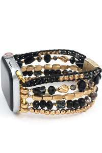 CRYSTAL BEAD GEMSTONE WAX CORD APPLE WATCH BAND