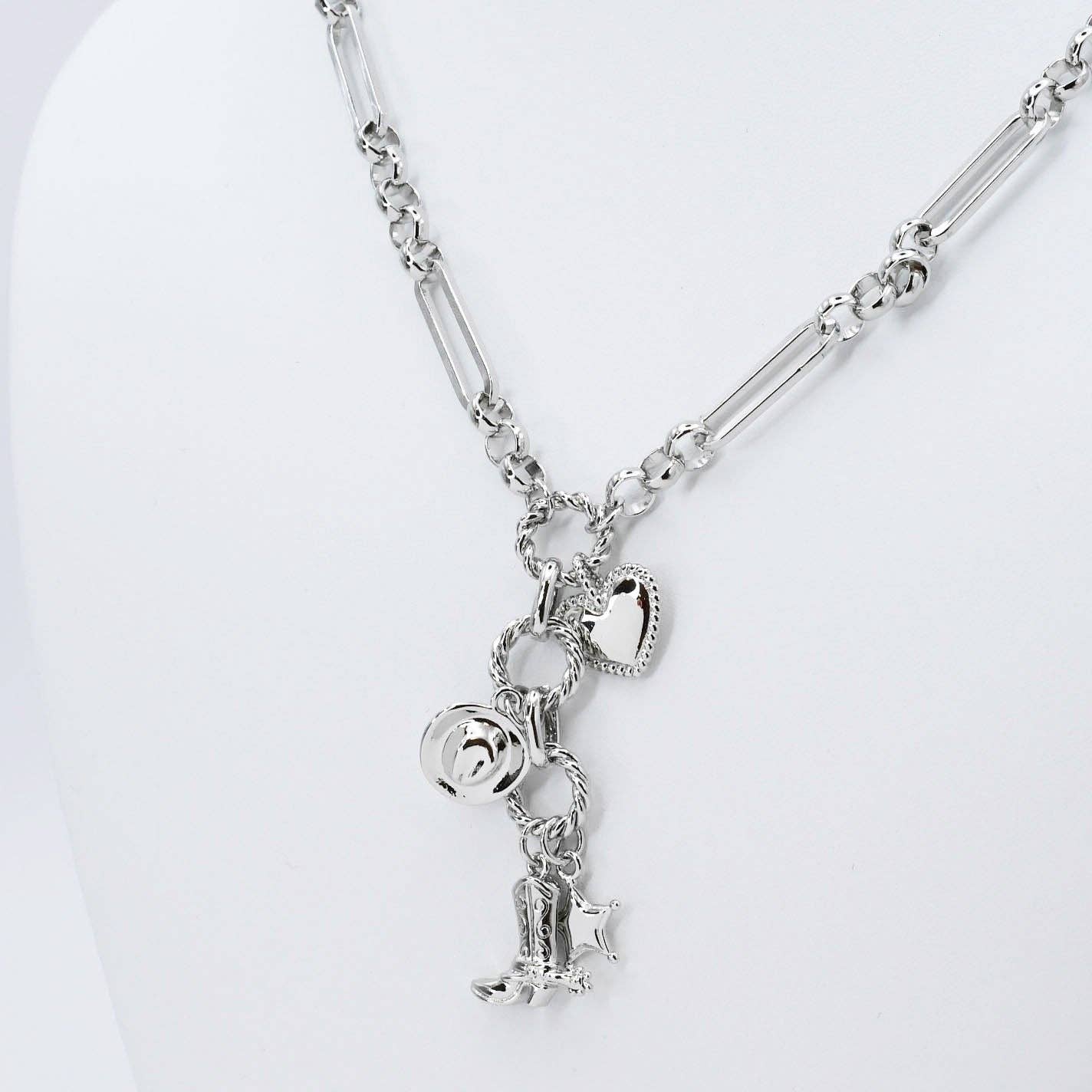 Cowgirl Charm Necklace Silver