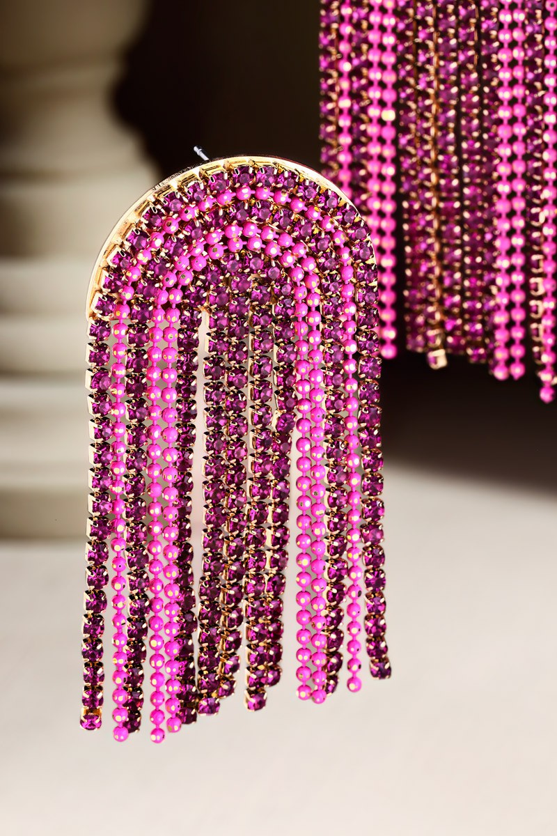 URBAN RHINESTONE ARCH DANGLE EARRING