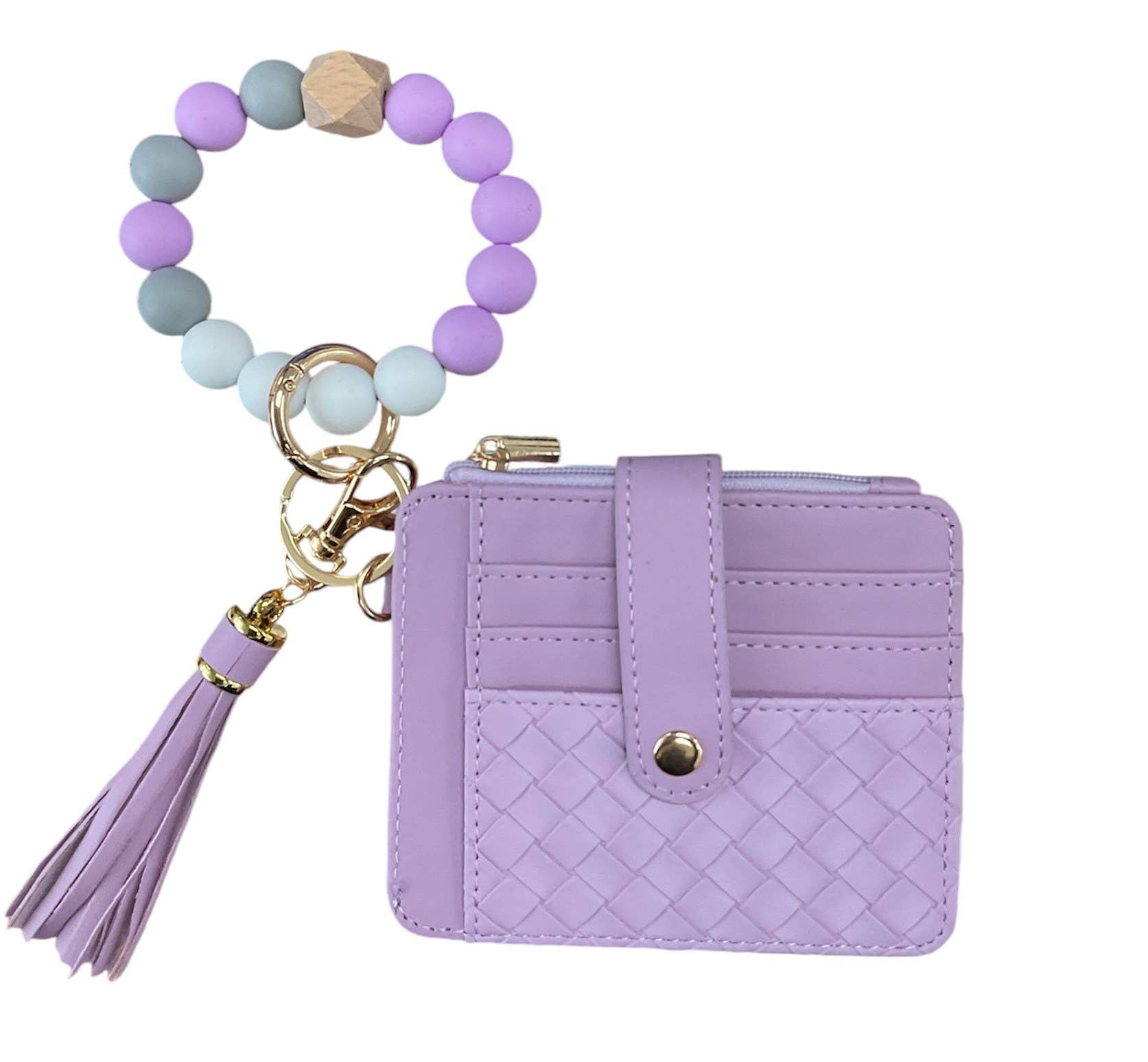 Nina Quilted Beaded Keychain Bracelet Wallet