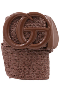 Buckled Straw Elastic Belt