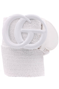 Buckled Straw Elastic Belt