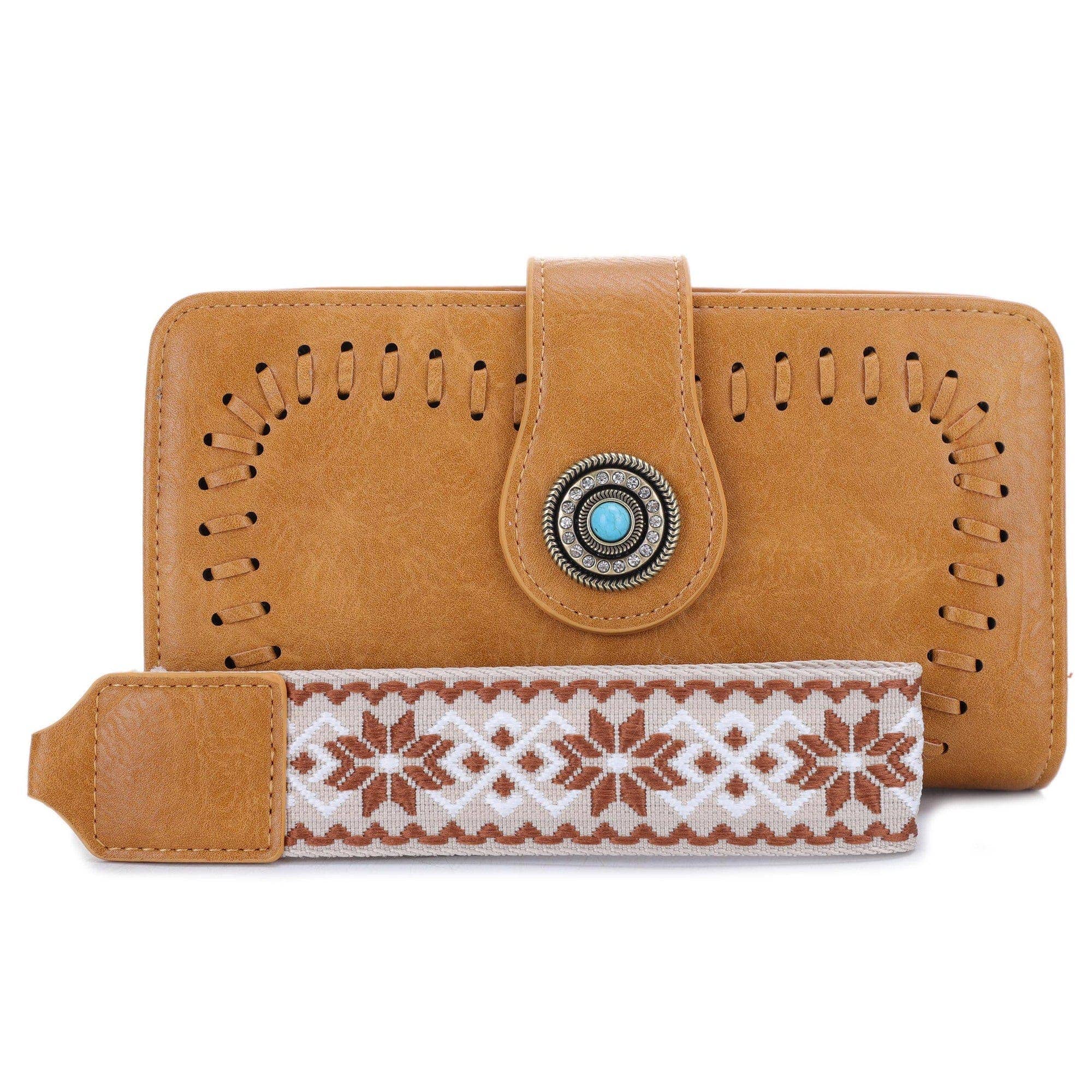 Dolly Western Women's Wallet with Boho Wristlet Strap