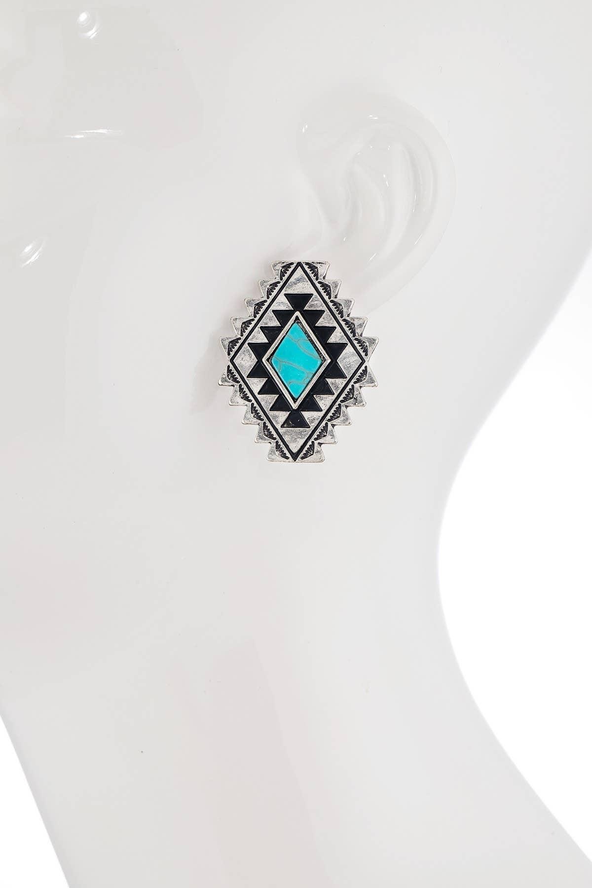 U Turquoise Rhombus Concho Earring