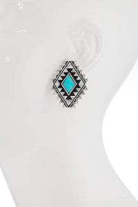 U Turquoise Rhombus Concho Earring