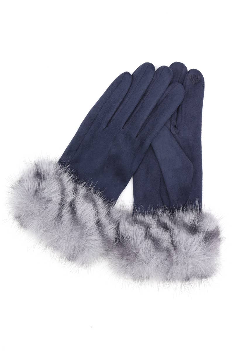 Collections by Fame Accessories - Fuzzy Faux Fur Cuff Smart Touch Gloves