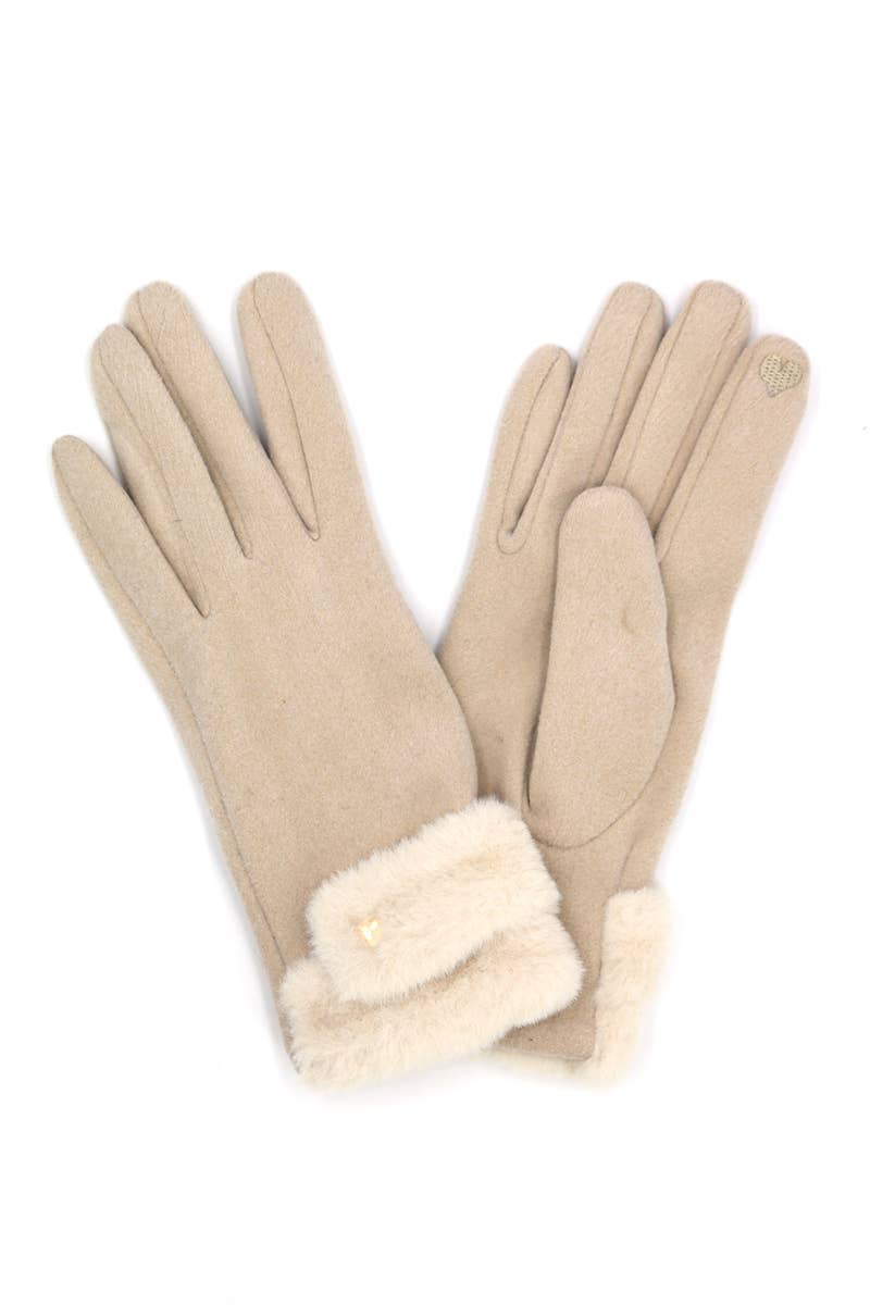 Faux Fur Cuff Smart Touch Gloves