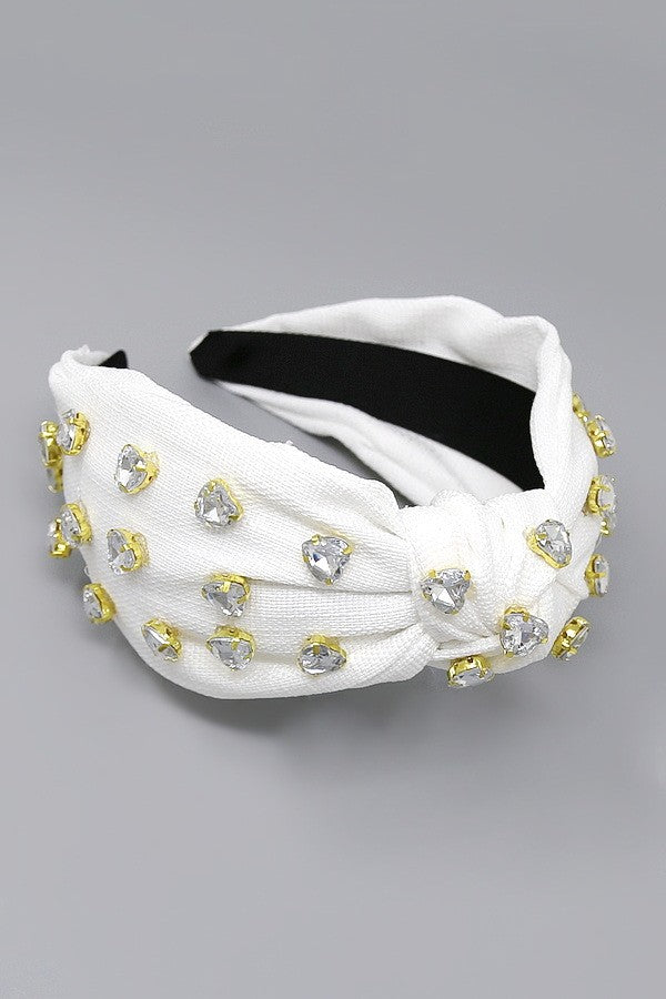 Glass Stone Heart Embellished Headband