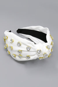 Glass Stone Heart Embellished Headband