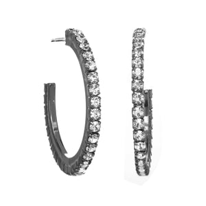 TOVA - Slim Hoop Earrings in Gunmetal