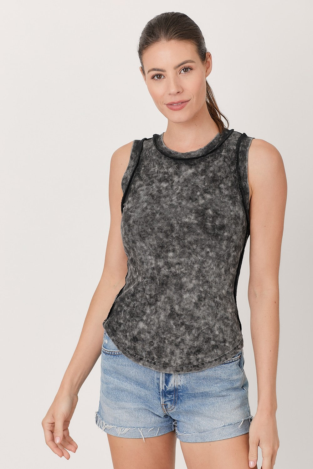 MYSTREE Exposed Seaming Ribbed Tank