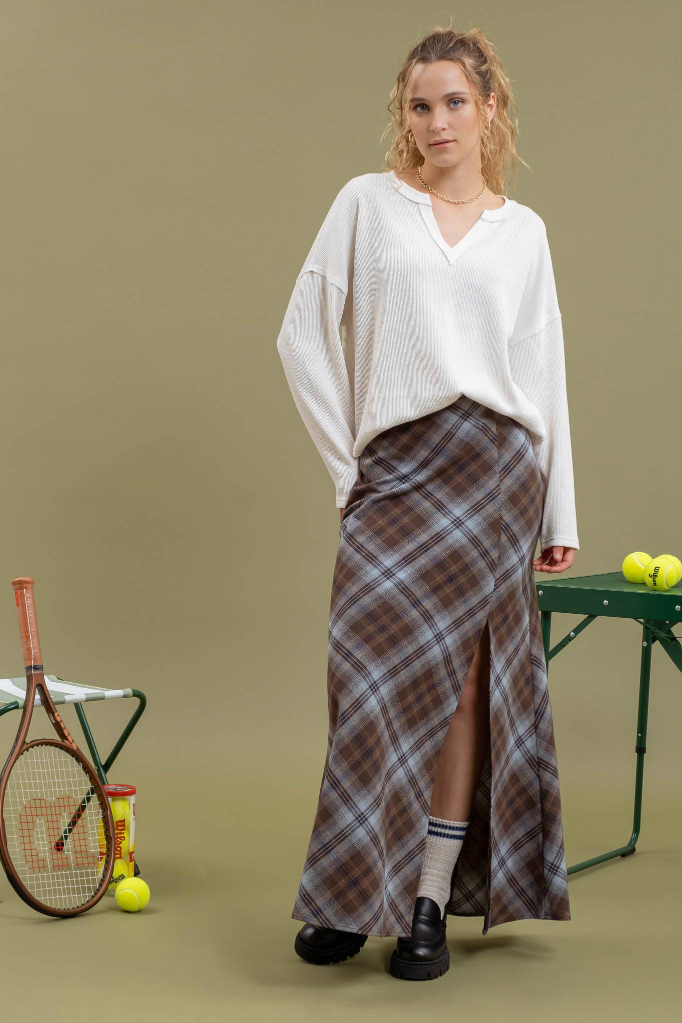 Blu Pepper - SOLID NOTCH NECK KNIT TOP