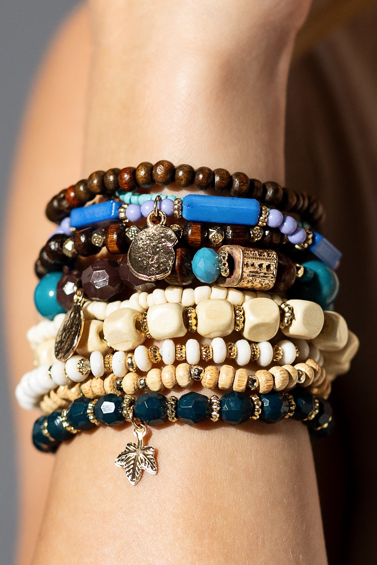 10 Layered Boho Stackable Multi-bead Bracelet