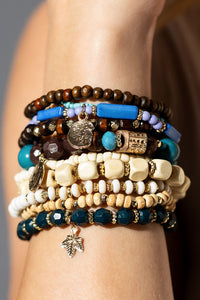 10 Layered Boho Stackable Multi-bead Bracelet