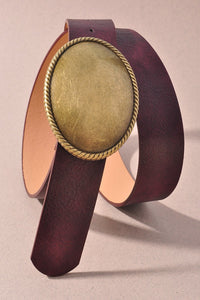 Western Oval Buckle Leather Belt