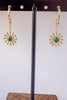 Flower Gem Hoop Earrings Green