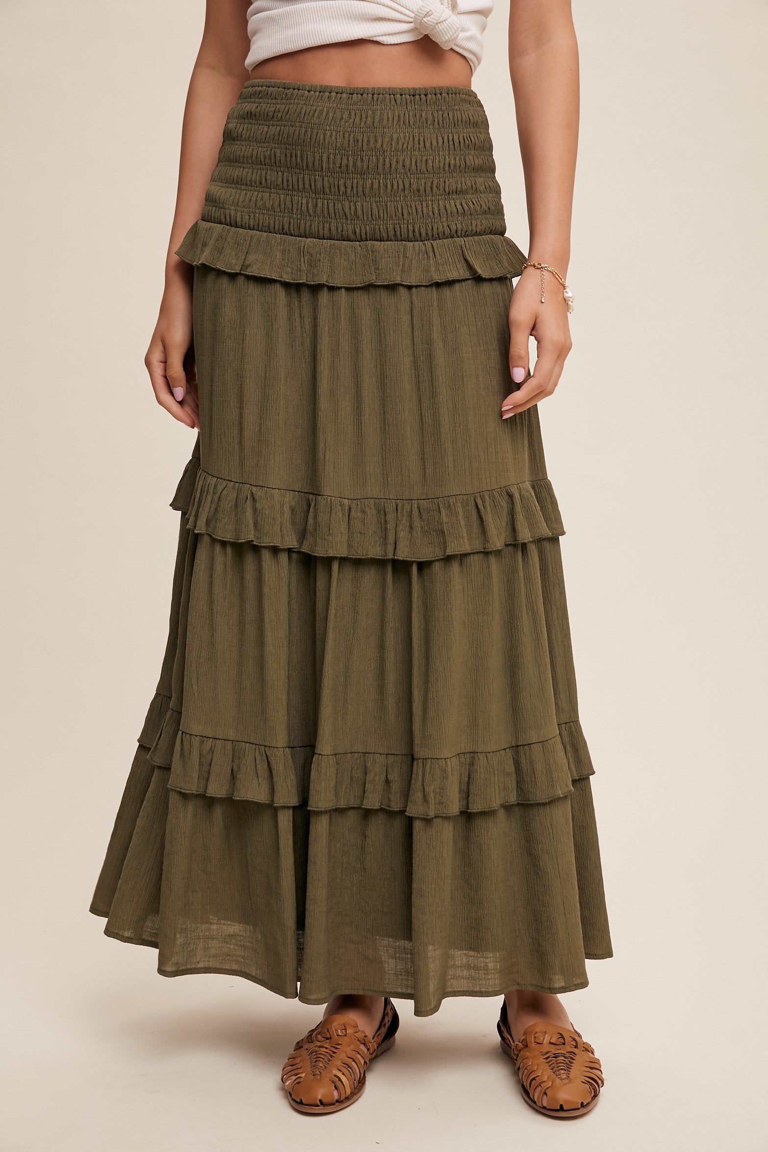 SMOCKED TIER DRESS OR SKIRT