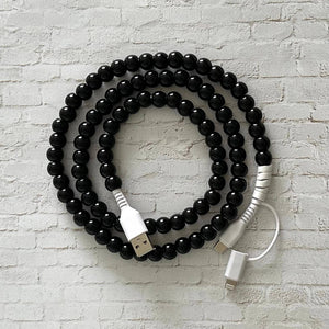 BLACK  2 in 1 USB-C Cord Beaded Phone Charging Cable