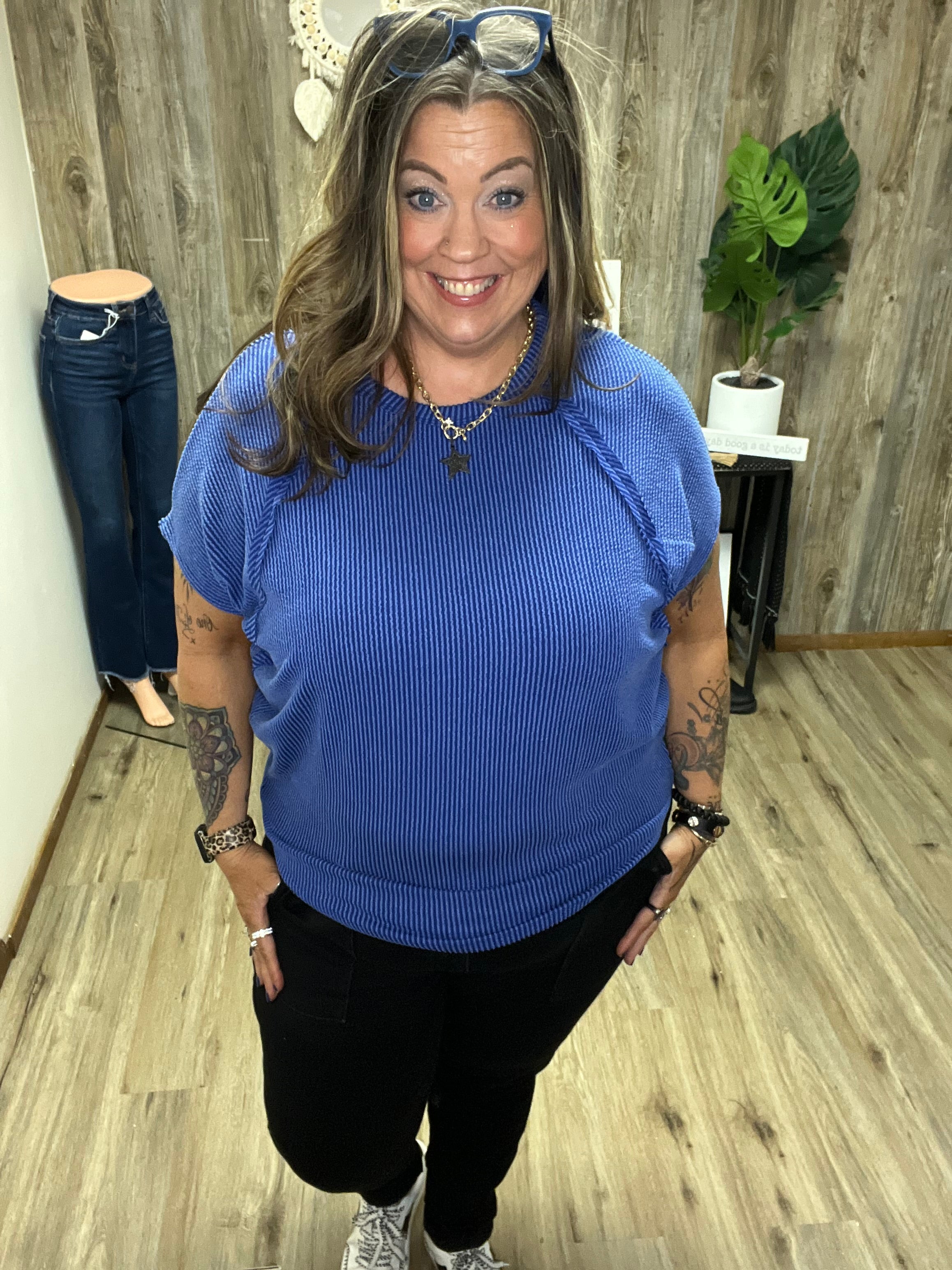 RIBBED PONCHO LOOSE FIT TOP