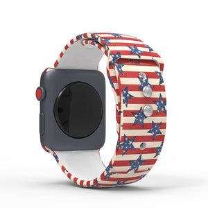 4th of July American Flag Apple Watch Silicone Band Striped