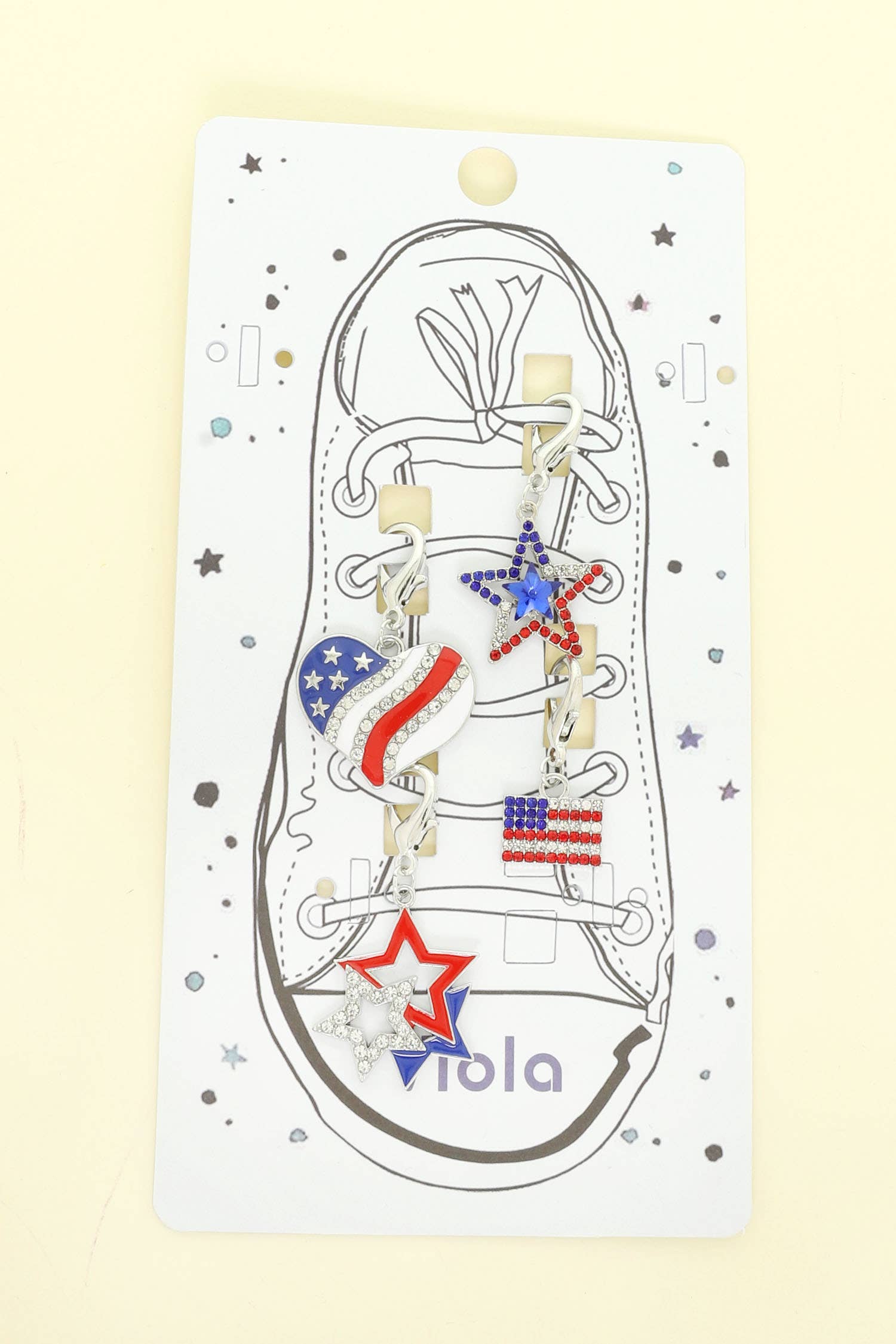 USA Theme Rhinestone Shoe Charm Set