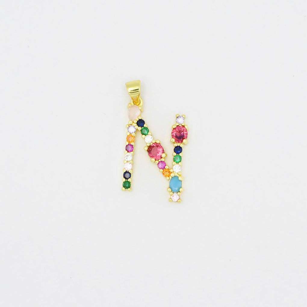 Treasure Jewels Inc. - Multi Gem Initial Charm