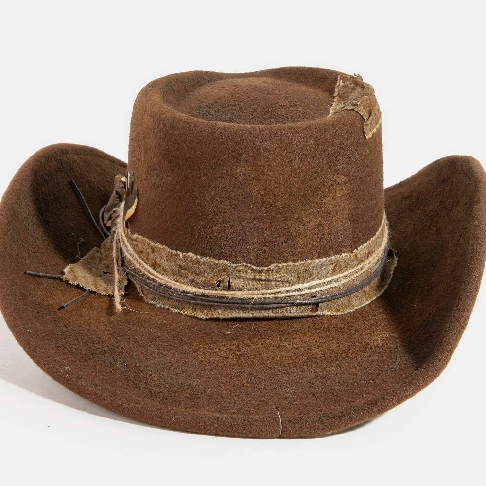 Vintage Patch And Beaded Strap Western Cowboy Hat