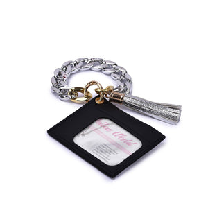 Rhinestone Keychain Bracelet Wallet with Chain Bangle