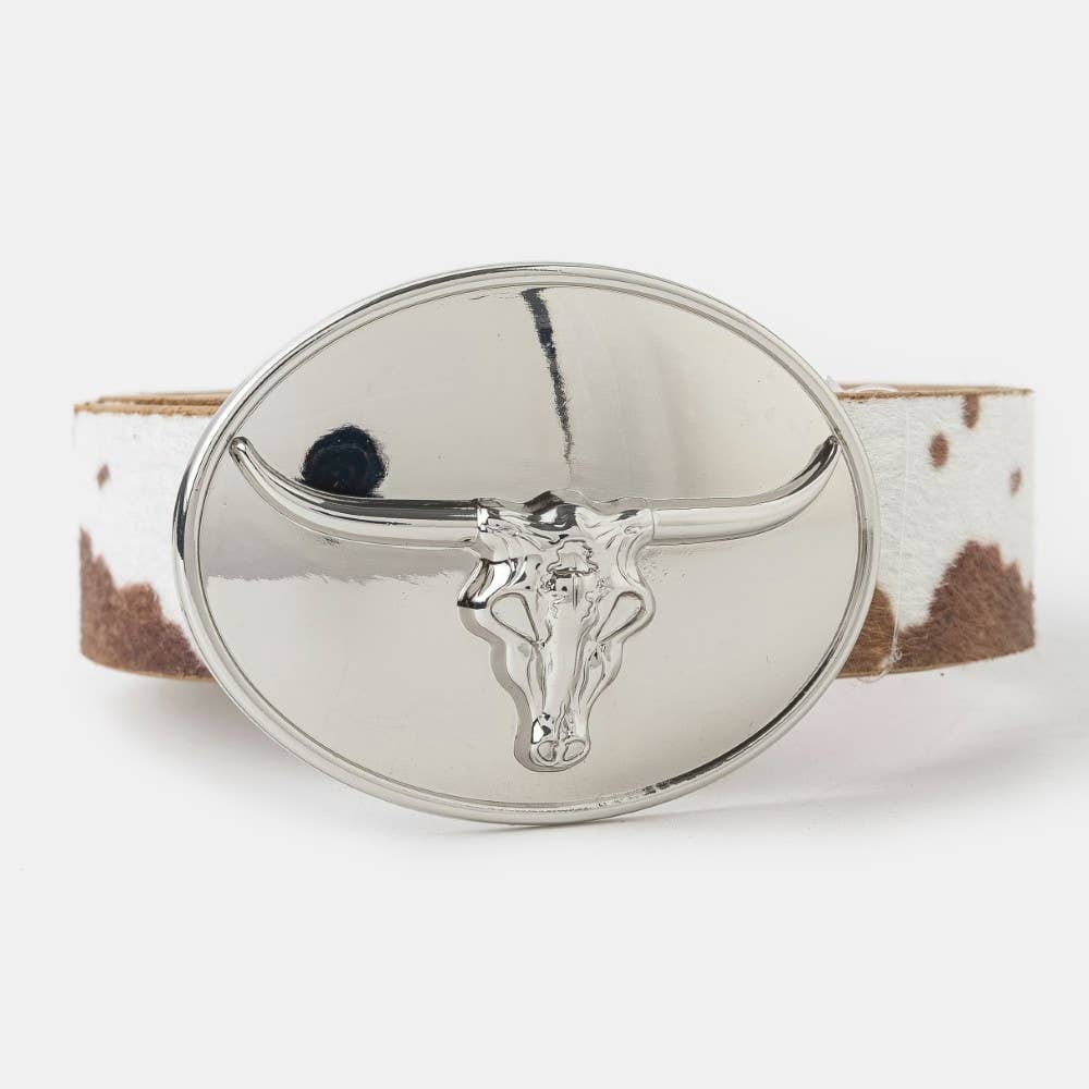 Glossy Longhorn Buckle Western Belt