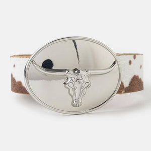 Glossy Longhorn Buckle Western Belt
