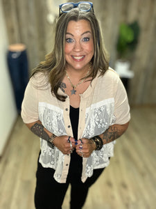 POL TOASTED LACE TOP