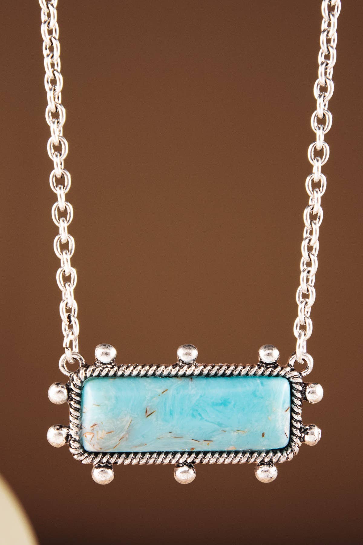 Western  Bar Necklace with Hand Stone