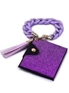 Rhinestone Keychain Bracelet Wallet with Chain Bangle