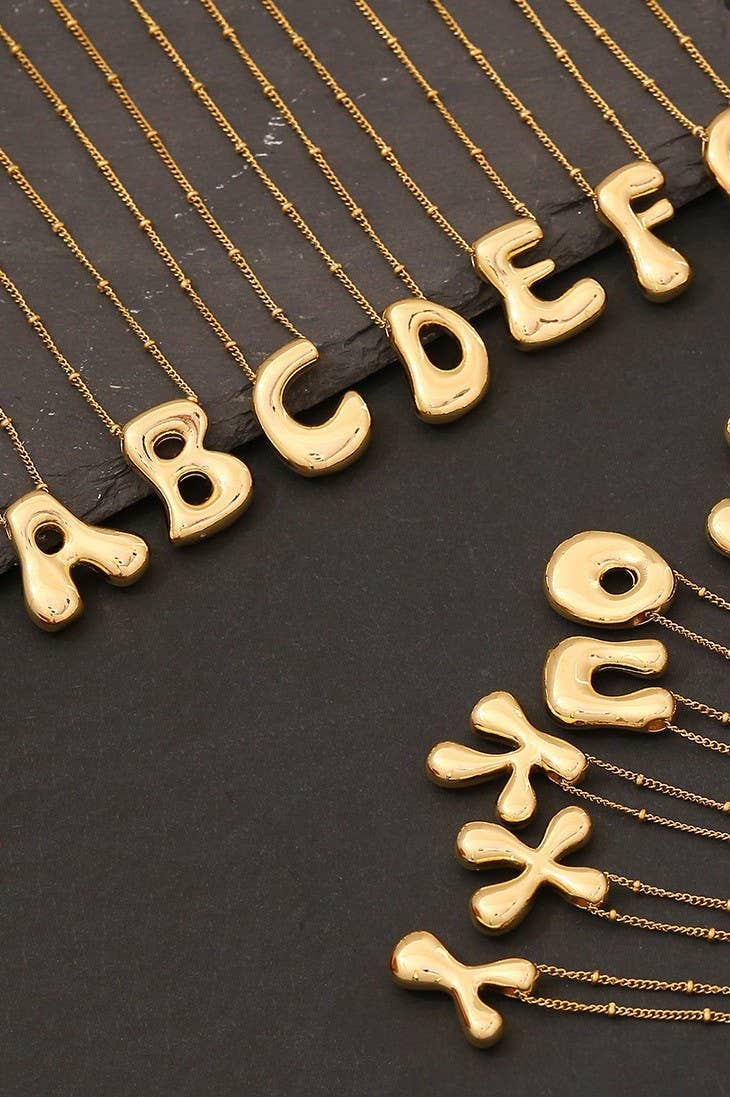 STAINLESS STEEL BALLOON BUBBLE INITIAL NECKLACE