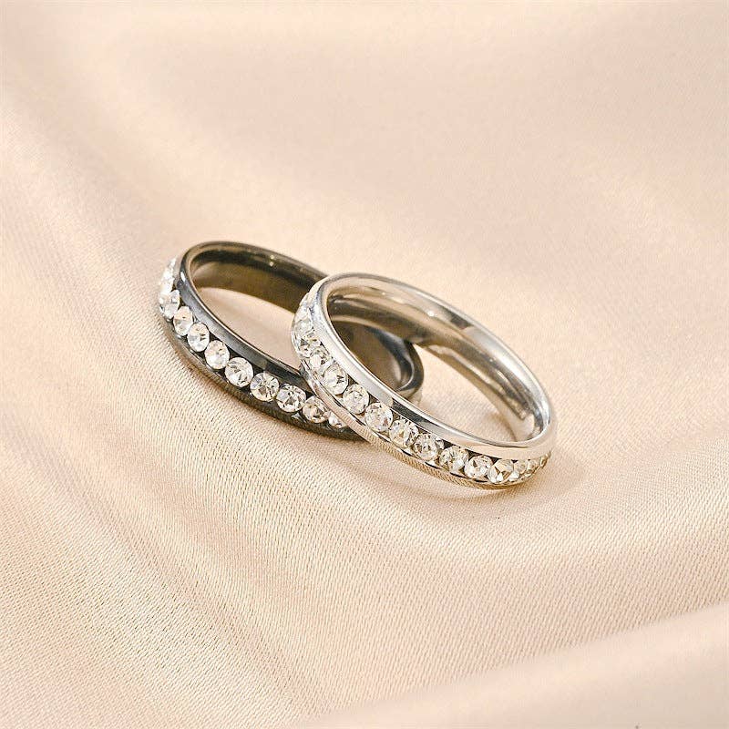 Pave Setting FULL Eternity Ring in Stainless Steel