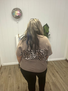 RIBBED SHORT SLEEVE LEOPARD RING