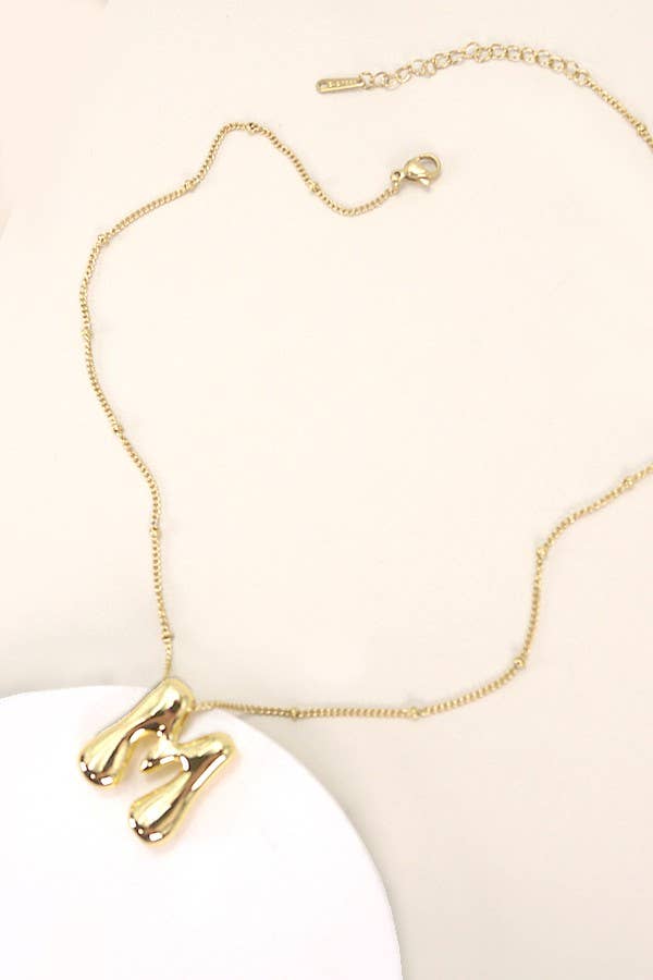 STAINLESS STEEL BALLOON BUBBLE INITIAL NECKLACE